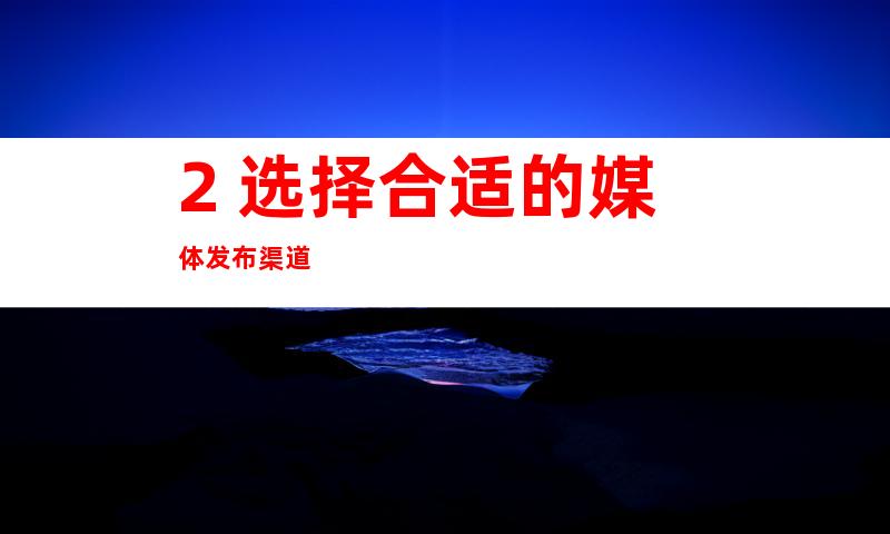 2. 选择合适的媒体发布渠道