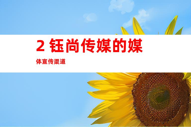 2. 钰尚传媒的媒体宣传渠道
