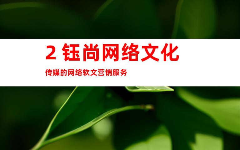 2. 钰尚网络文化传媒的网络软文营销服务