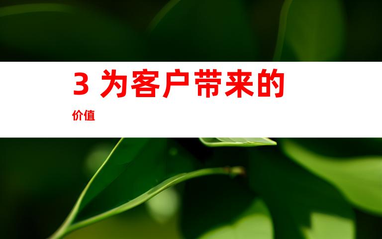 3. 为客户带来的价值