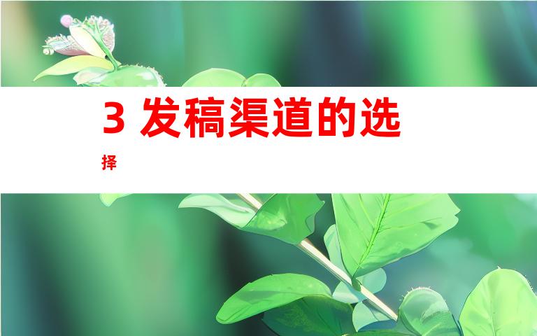3. 发稿渠道的选择