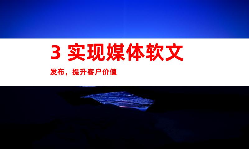 3. 实现媒体软文发布，提升客户价值