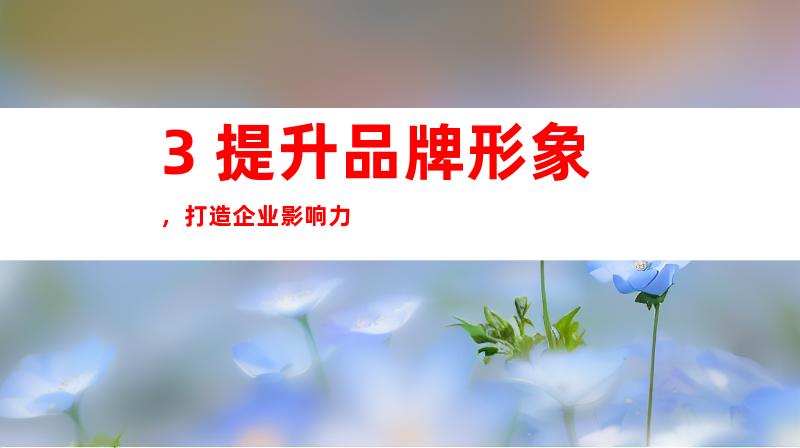 3. 提升品牌形象，打造企业影响力