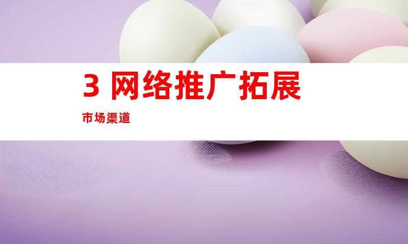 3. 网络推广拓展市场渠道