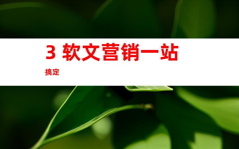 3. 软文营销一站搞定