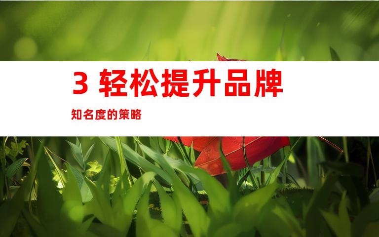 3. 轻松提升品牌知名度的策略