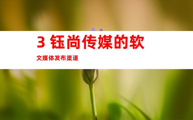 3. 钰尚传媒的软文媒体发布渠道